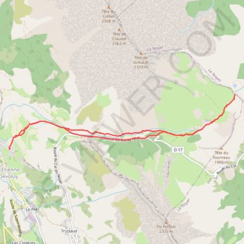 Itinéraire RSPG St Etienne col de la Saume, distance, dénivelé, altitude, carte, profil, trace GPS
