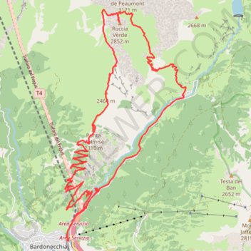 Itinéraire Passo Roccia Verde (val Susa), distance, dénivelé, altitude, carte, profil, trace GPS