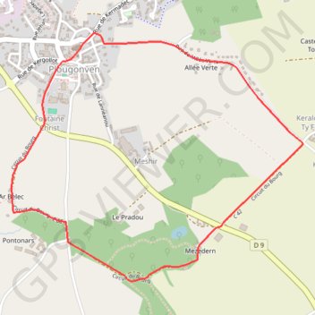 Itinéraire Autour de Plougonven, distance, dénivelé, altitude, carte, profil, trace GPS