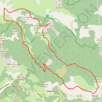 Itinéraire Mont Autcellier par Roure et Vignols, distance, dénivelé, altitude, carte, profil, trace GPS
