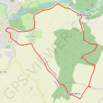 Itinéraire Latillé, distance, dénivelé, altitude, carte, profil, trace GPS