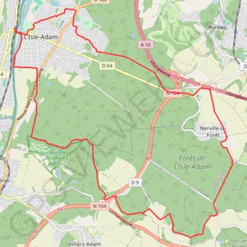 Itinéraire L'Isle Adam, distance, dénivelé, altitude, carte, profil, trace GPS