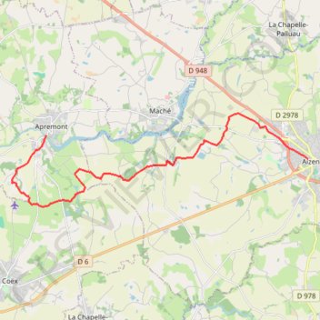 Itinéraire Entre Apremont et Aizenay, distance, dénivelé, altitude, carte, profil, trace GPS