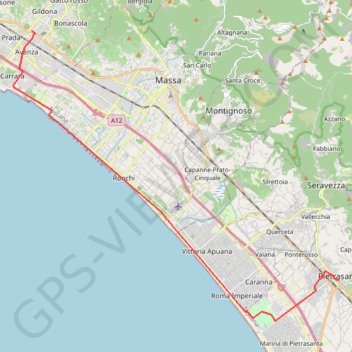 Itinéraire D'Avenza à Pietrasanta, distance, dénivelé, altitude, carte, profil, trace GPS