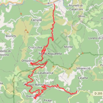 Itinéraire Corse - ES 8: PT DE RIMITORIU - BARCHETTA, distance, dénivelé, altitude, carte, profil, trace GPS