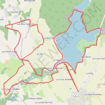 Itinéraire Feins-Rigole et le Boulet, distance, dénivelé, altitude, carte, profil, trace GPS