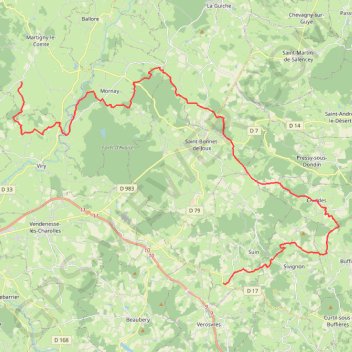Itinéraire Haut Charolais - Suin - Chiddes - Martigny-le-Comte, distance, dénivelé, altitude, carte, profil, trace GPS
