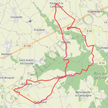 Itinéraire Boucle des coteaux - Quittebeuf, distance, dénivelé, altitude, carte, profil, trace GPS