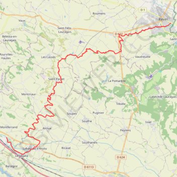 Itinéraire Seuil de Naurouze / Revel, distance, dénivelé, altitude, carte, profil, trace GPS