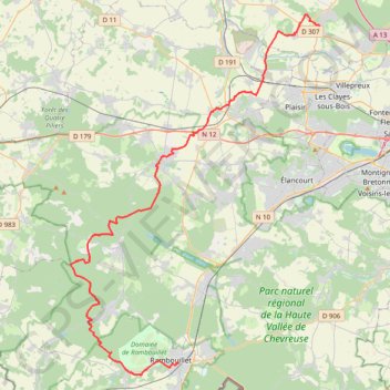 Itinéraire GR1 De Rambouillet à Feucherolles (Yvelines), distance, dénivelé, altitude, carte, profil, trace GPS