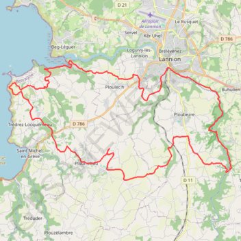 Itinéraire En Vallée du Léguer - Ploumilliau, distance, dénivelé, altitude, carte, profil, trace GPS