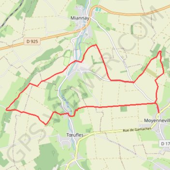 Itinéraire Le rideau Favery - Moyenneville, distance, dénivelé, altitude, carte, profil, trace GPS