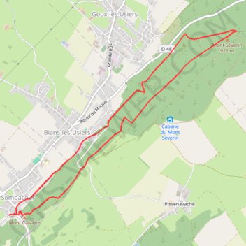 Itinéraire Circuit du val d'Usiers - Doubs, distance, dénivelé, altitude, carte, profil, trace GPS