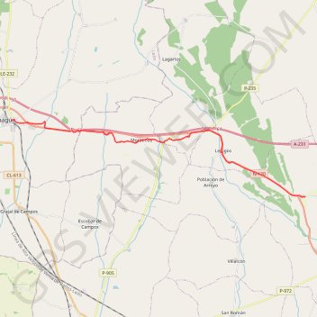 Itinéraire Calzadilla De La Cueza - Sahagun, distance, dénivelé, altitude, carte, profil, trace GPS