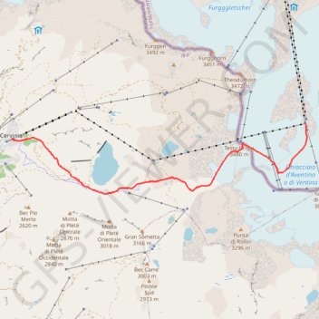 Itinéraire Piccolo Cervino, distance, dénivelé, altitude, carte, profil, trace GPS