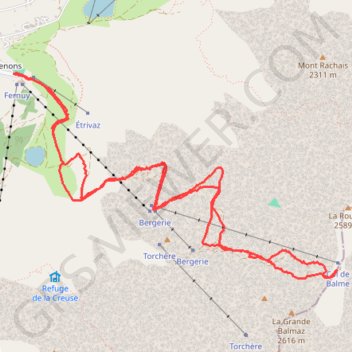 Itinéraire Combe de balme, distance, dénivelé, altitude, carte, profil, trace GPS