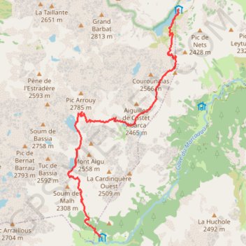 Itinéraire Traversée Refuge d'Ilhéou - Refuge Wallon, distance, dénivelé, altitude, carte, profil, trace GPS