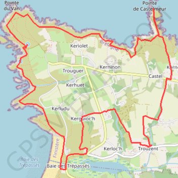 Itinéraire Tour de la Pointe du Van, distance, dénivelé, altitude, carte, profil, trace GPS