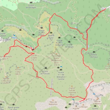 Itinéraire Marseilleveyre et Malvallon Sud depuis la Fontaine de Voire, distance, dénivelé, altitude, carte, profil, trace GPS
