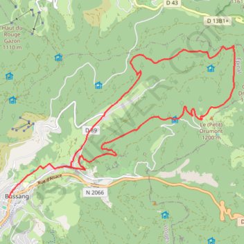 Itinéraire La Chaume du Drumont - Bussang, distance, dénivelé, altitude, carte, profil, trace GPS