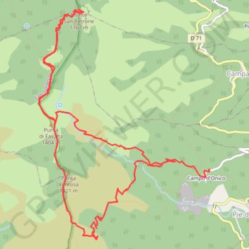 Itinéraire San Petrone, distance, dénivelé, altitude, carte, profil, trace GPS