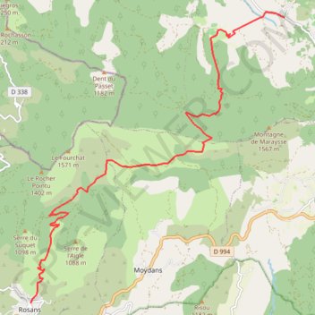 Itinéraire Montmorin - Rosans, distance, dénivelé, altitude, carte, profil, trace GPS