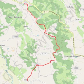 Itinéraire Pimbo - Geaune, distance, dénivelé, altitude, carte, profil, trace GPS