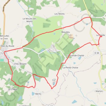 Itinéraire Vayres la Treille, distance, dénivelé, altitude, carte, profil, trace GPS