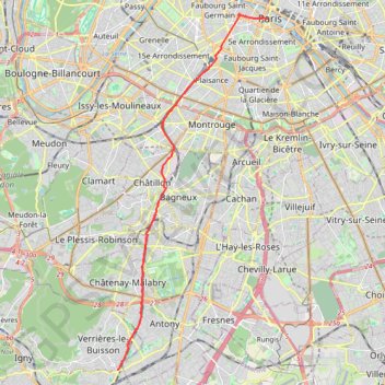 Itinéraire Véloscénie : Paris > Massy, distance, dénivelé, altitude, carte, profil, trace GPS