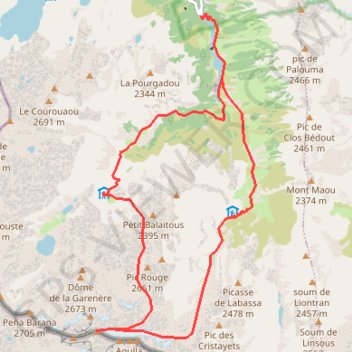Itinéraire Balaïtous par le refuge de Larribet et las Néous, distance, dénivelé, altitude, carte, profil, trace GPS