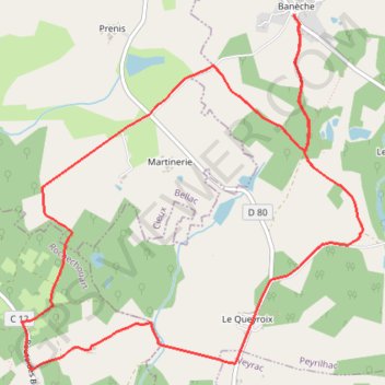 Itinéraire 87-170, distance, dénivelé, altitude, carte, profil, trace GPS