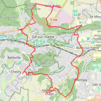 Itinéraire Gif sur Yvette, distance, dénivelé, altitude, carte, profil, trace GPS