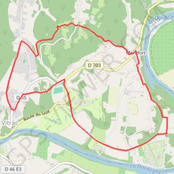 Itinéraire Vitrac - Montfort, distance, dénivelé, altitude, carte, profil, trace GPS