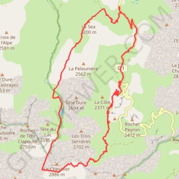 Itinéraire Lac des Terres Plaines - Lac Verdet, distance, dénivelé, altitude, carte, profil, trace GPS