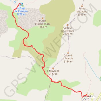 Itinéraire GR® 20 Etape 3 : Carozzu - Ascu Stagnu, distance, dénivelé, altitude, carte, profil, trace GPS