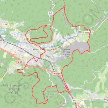 Itinéraire Autour de Raon l'Etape, distance, dénivelé, altitude, carte, profil, trace GPS