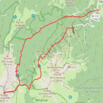 Itinéraire Pointe de l'Arcalod, distance, dénivelé, altitude, carte, profil, trace GPS