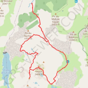 Itinéraire Étangs de Neych, des Redouneilles des Vaches et de Peyregrand, distance, dénivelé, altitude, carte, profil, trace GPS