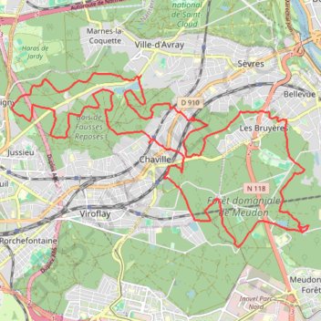 Itinéraire Rando Bossapas - Chaville, distance, dénivelé, altitude, carte, profil, trace GPS