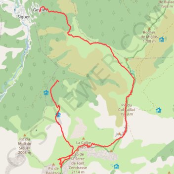 Itinéraire Pics de La Calbe et Baljésou depuis Gestiès, distance, dénivelé, altitude, carte, profil, trace GPS