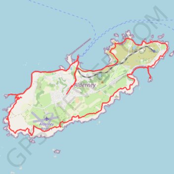 Itinéraire Aurigny (Ile anglo-normande), distance, dénivelé, altitude, carte, profil, trace GPS