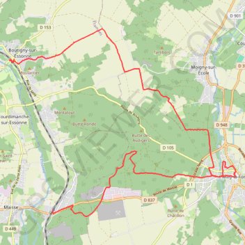 Itinéraire En passant par Milly la Forêt, distance, dénivelé, altitude, carte, profil, trace GPS
