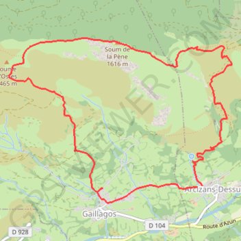 Itinéraire Soum de la Pene, distance, dénivelé, altitude, carte, profil, trace GPS