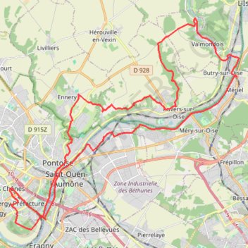Itinéraire Cergy - Butry, distance, dénivelé, altitude, carte, profil, trace GPS