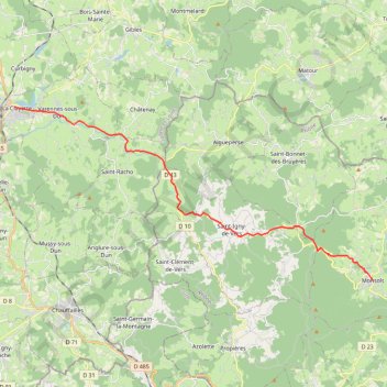 Itinéraire De Monsols à la Clayette, distance, dénivelé, altitude, carte, profil, trace GPS