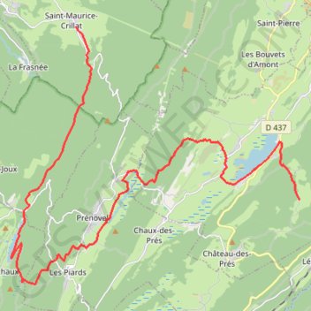 Itinéraire Haut-Jura - Château des Près - Saint-Maurice via Etival, distance, dénivelé, altitude, carte, profil, trace GPS