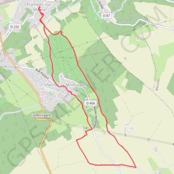 Itinéraire Etampes sur Marne, marche rapide, distance, dénivelé, altitude, carte, profil, trace GPS