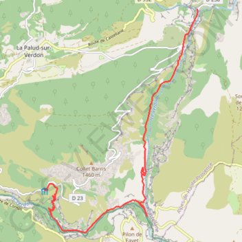 Itinéraire Gorges du Verdon - Sentier Martel, distance, dénivelé, altitude, carte, profil, trace GPS