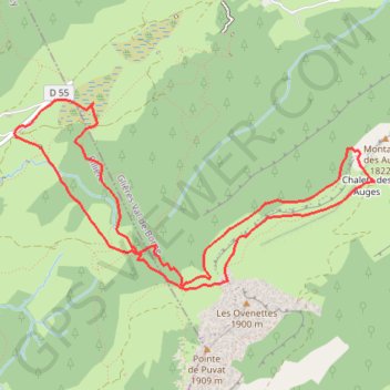 Itinéraire Glières - Montagne des Auges, distance, dénivelé, altitude, carte, profil, trace GPS