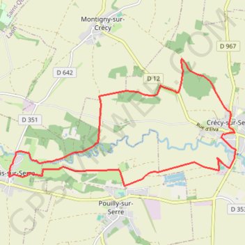 Itinéraire Boucle entre Crécy-sur-Serre et Assis-sur-Serre, distance, dénivelé, altitude, carte, profil, trace GPS
